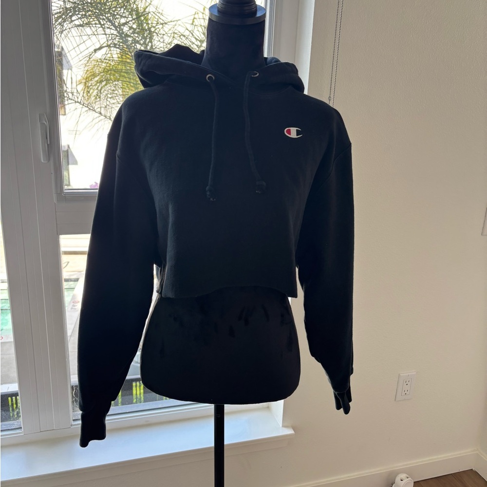 Champion Black Hoodie with Logo